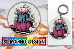 Cozy Watercolor Pumpkin Floral Round Design PNG Product Image 1