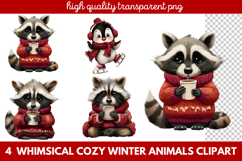 Whimsical Cozy Winter Animals Clipart | Cute Snowy Forest Product Image 1