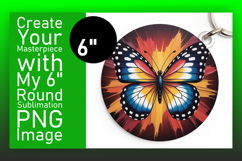 Colorful Round Design Keychain Artwork , Butterfly Product Image 1