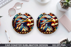 Eagle Flag Car Coaster Sublimation| 4th Of July Coaster PNG Product Image 1