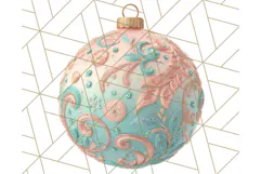 Coral and Aqua Christmas Clipart PNG, Pastel Holiday Art Product Image 2