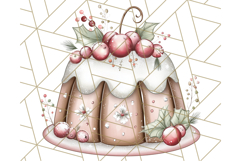 Christmas Cake Clipart PNG, Cottagecore Holiday Desserts Product Image 2