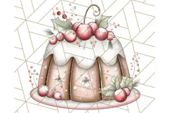 Christmas Cake Clipart PNG, Cottagecore Holiday Desserts Product Image 2
