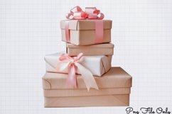 Cute Pink Christmas Watercolor Clipart Bundle PNG Product Image 1
