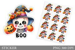 Cute Skeleton Sticker. Halloween Sticker Design Product Image 1