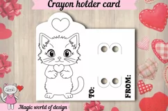 Valentine's Day cat with heart Crayon Holder Card svg Product Image 2