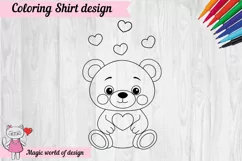 Valentine's day Coloring Shirt SVG Boy bear SVG Product Image 2