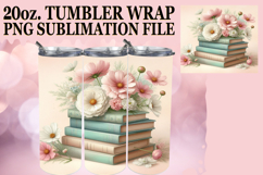 Bright mornings 20oz tumbler wrap, Book and flower Product Image 1