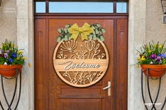 Welcome Floral Door Sign Laser Cut | Wooden Door Hanger Product Image 2