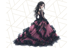 Victorian Gothic Wedding Dress PNG, Dark Bridal Clipart Product Image 2