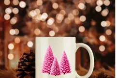 Merry Christmas Pink Trees Png, Sublimation Designs Product Image 4