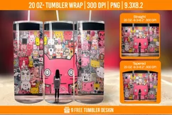 3D Cute Cat Tumbler Wrap Designs, Sublimation Wrap Product Image 1