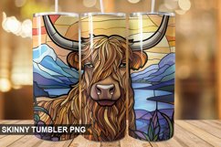 Stained Glass Highland Cow PNG Tumbler Design Product Image 1