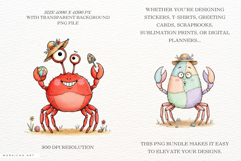 Whimsical Summer Crab Clipart Product Image 2