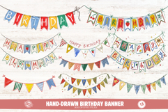 Hand-Drawn Birthday Banner Clipart Product Image 1