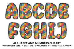 Autism Awareness Doodle Letters Puzzle Piece Alphabet PNG Product Image 2