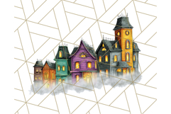 Halloween Buildings Clipart PNG, Haunted Houses Art Product Image 2