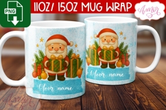 Custom Christmas mug wrap PNG, Santa mug png template Product Image 3
