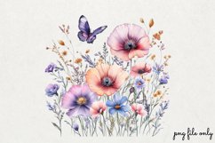 Wild flowers butterflies and dragonfly Clipart PNG Product Image 1