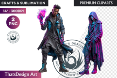 Urban Neon Witch Sublimation Graphics, Cyberpunk PNG Product Image 1