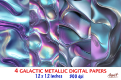 Iridescent waves digital paper liquid metallic texture Product Image 1