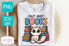 Crazy about books PNG for sublimation |Book lover PNG Product Image 2