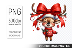 Watercolor Cute Christmas Reindeer Clipart PNG Bundle Product Image 12