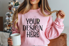 Christmas Gildan 18000 Light Pink Crewneck Sweatshirt Mockup Product Image 1