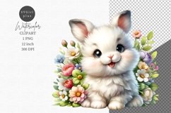 Cute Animals Clipart, Bunny clipart, Floral sublimation Product Image 1