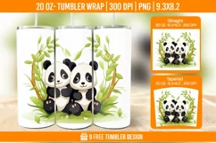 Cute Panda Tumbler Wrap Designs, Sublimation Wrap Product Image 1