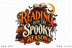Reading Into the Spooky Season PNG, Halloween Book Lover Product Image 4