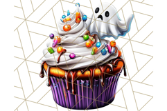 Halloween Cupcake PNG Clipart with Witch Hats and Ghosts Product Image 2