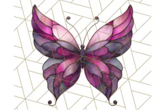 Stained Glass Butterfly PNG Colorful Clipart for Sublimation Product Image 2