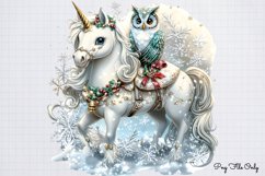 Christmas Unicorns Clipart PNG Product Image 1