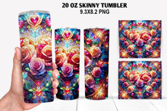 Roes Skinny Tumbler 20oz Wrap Design, Valentine Tumbler PNG Product Image 1