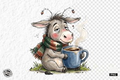 Whimsical Farm Animals Drink Coffee Clipart Product Image 1