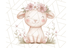 Pastel Pink Easter Bunny Egg and Flowers Clipart PNG Product Image 3