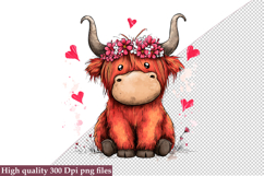 Valentine Highland Cow Clipart Png Product Image 1