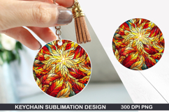 Flower Keychain Sublimation - Spring Keychain PNG Design Product Image 1