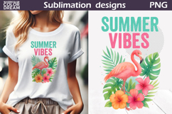 Summer Vibes Flamingo Clipart | Tropical Animal Sublimation Product Image 1