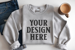 Ash Gildan 18000 Folded Flat Lay Mockups Product Image 1