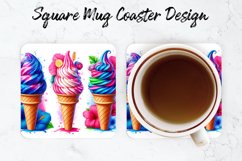Ice Cream Mug coaster | Coaster | Sublimation Design Product Image 1
