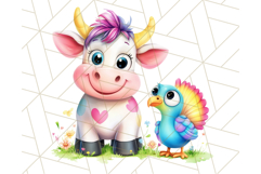 Cute Animal Friends Clipart PNG, Bright Spring Animal Duos Product Image 2