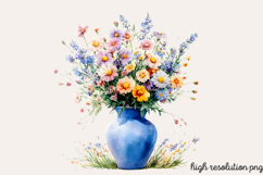 Watercolor Spring Flowers Clipart PNG Product Image 1