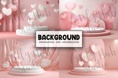 Soft Pink Heart Podium Background Product Image 1