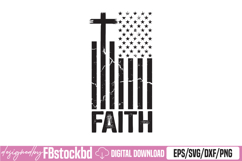 Christian Distressed White USA Flag Cross Have Faith SVG Product Image 1