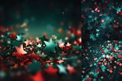 Red green Christmas bokeh star background digital papers Product Image 6