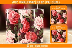 Valentine Rose Tumbler Wrap Designs, Sublimation Wrap Product Image 1