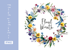 Watercolor Lovely Wildflower Wreath Clipart Product Image 1