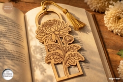 Chrysanthemum Flower Bookmark Laser Cut | Book Lover | SVG Product Image 2